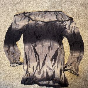 Express Sheer Black and Gray Top